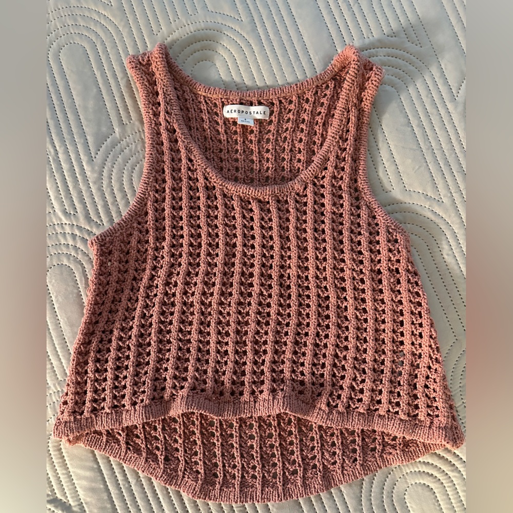 Aeropostale Pink Crochet Knit Top